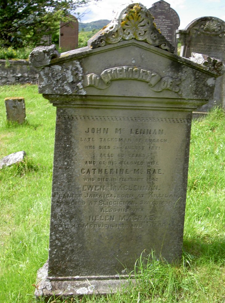 Photo of headstones/John McLennan d1871 hdstn Duich Old